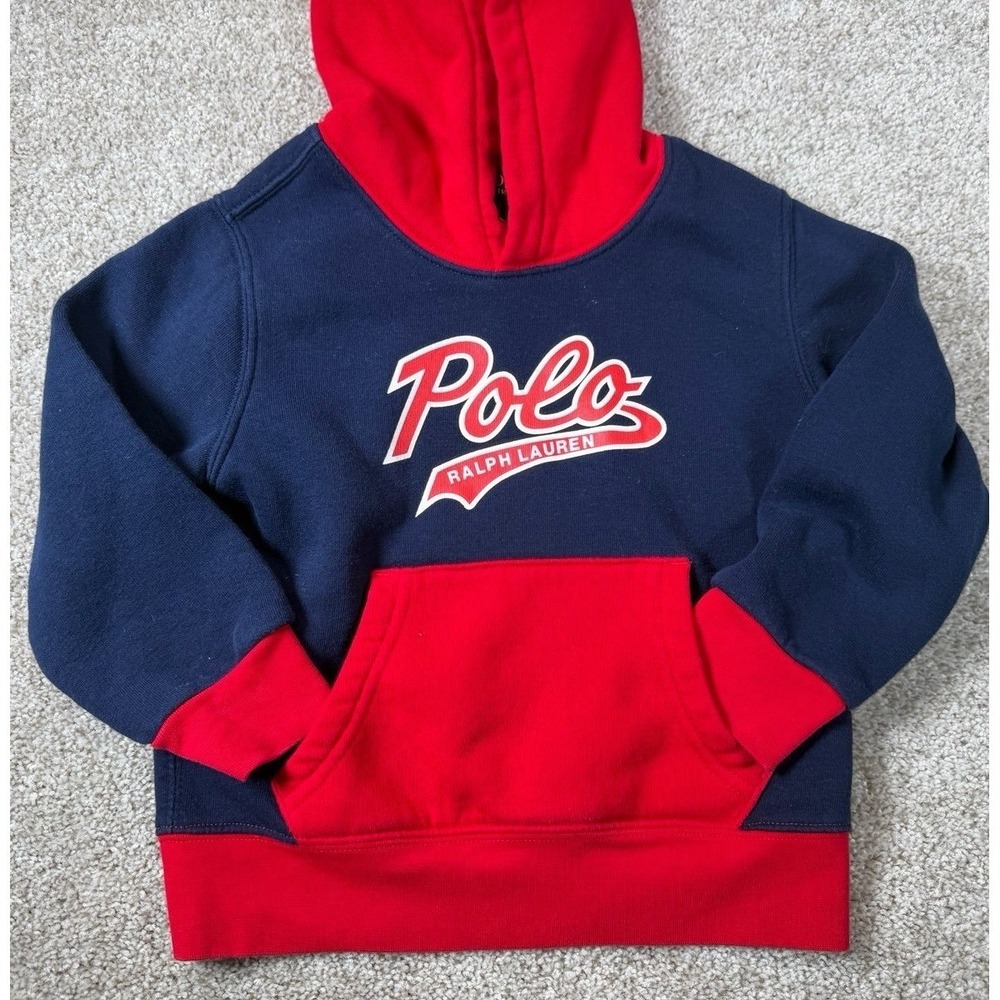 Polo Ralph Lauren Kids Navy Red Logo Hoodie Sweatshirt Size 3T
